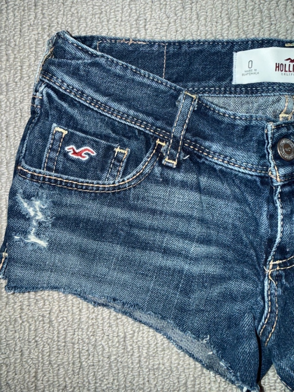 Vintage Hollister Distressed Denim Cutoff Shorts Size 0 W24 Low Rise Dark Wash - Picture 6 of 16